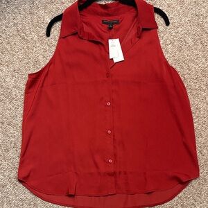 Banana Republic Red Sleeveless Button-Down Blouse